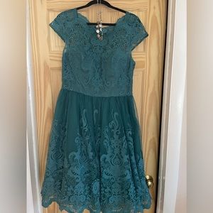 Chi Chi London teal tulle dress.